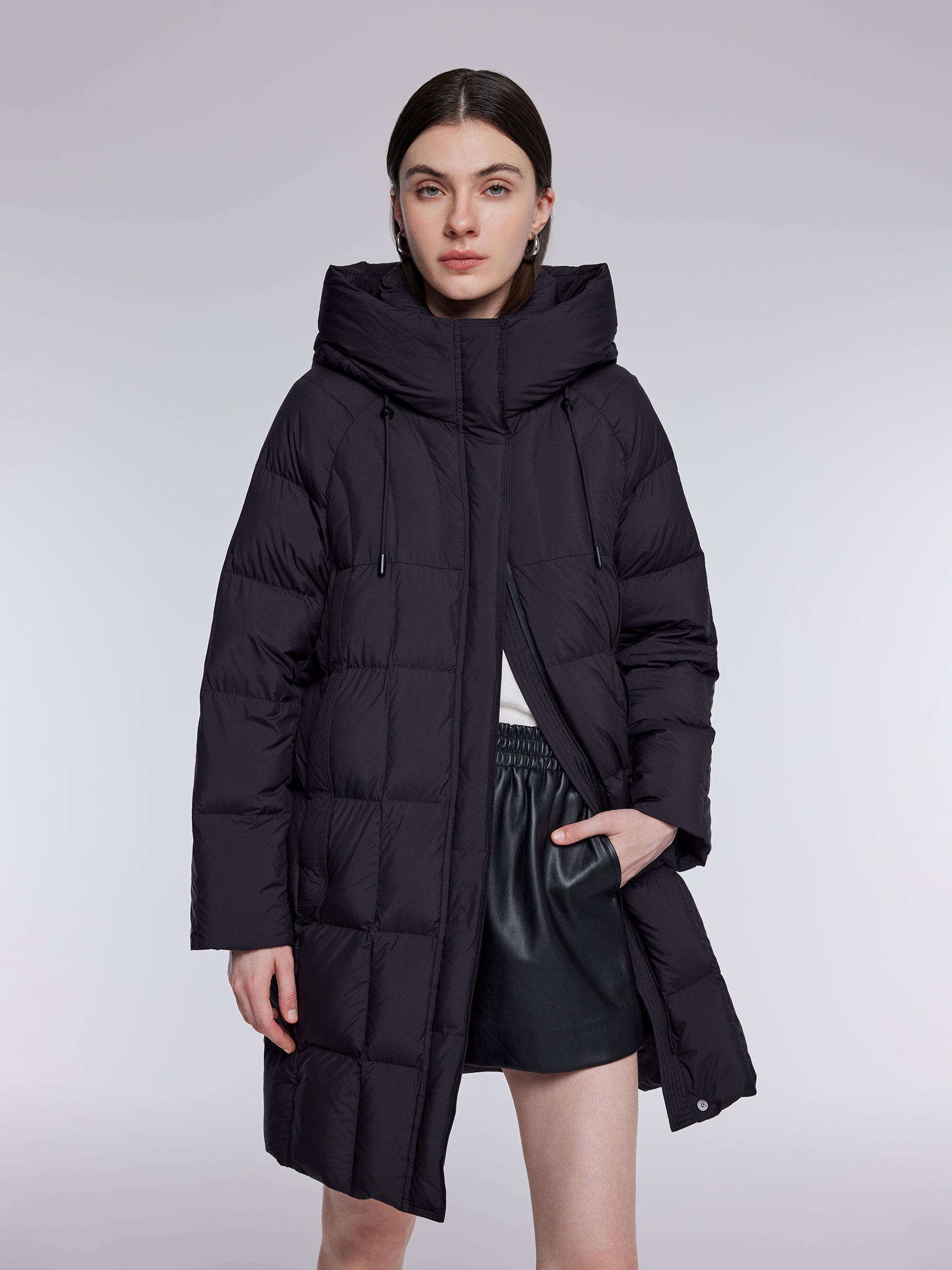 [Preview] H-Line Hooded Mid-Length Goose Down Coat GOELIA
