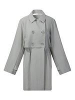 [Preview] Triacetate Blend Drawstring Waist Women Trench Coat GOELIA