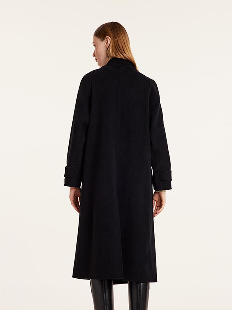 Wool And Cashmere Double-Faced Lapel Women Coat With Belt GOELIA