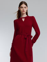 [Preview] Lyocell Wool Blend A-Line Women Belted Maxi Dress GOELIA