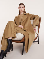 Camel Pure Cashmere Lapel Women Coat GOELIA