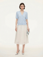 Tencel Wool Blend Rhinestone Women V-Neck Cardigan GOELIA