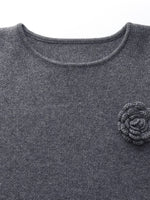 Wool Blend Women Knit Top With Detachable Brooch GOELIA