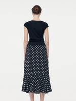 Acetate Knit Top And 16 MM Mulberry Slik Polka Dots Skirt Two-Piece Set GOELIA