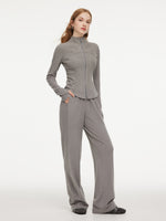 [Preview] Double-Brushed Stretch Zip Jacket And Pants Two-Piece Set GOELIA