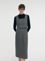 Washable Wool Vest Midi Dress And Knit Top Two-Piece Set GOELIA