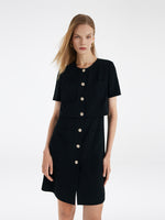 Triacetate Faux-Layered Single-Breasted Women Mini Dress GOELIA