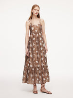 Tencel Blend Floral Print Women Strap Maxi Dress GOELIA