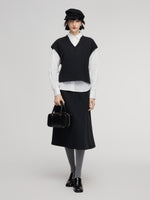 Shirt And Knit Sweater Vest And Skirt Three-Piece Set GOELIA