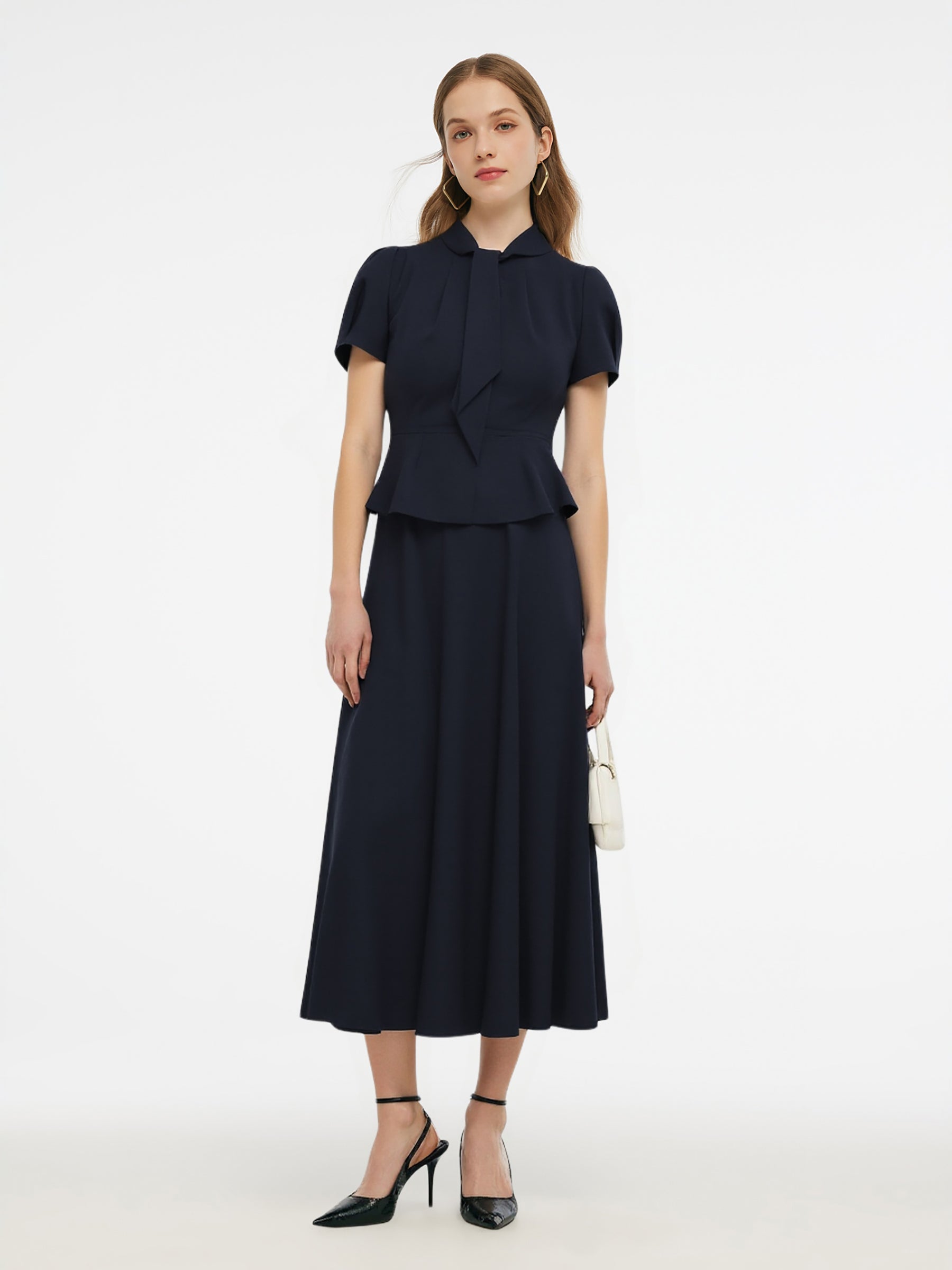 Ribbon Tie Top And Skirt Two-Piece Set GOELIA