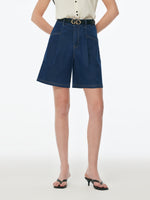 Denim Stretch Adjustable High-Waisted Women Shorts GOELIA