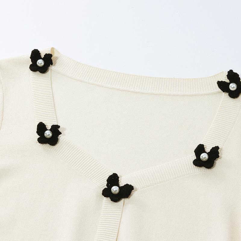 White Mulberry Silk Single-Breasted Knit Top GOELIA