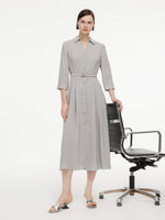 [Preview] Triacetate Blend Women Belted Maxi Shirt Dress GOELIA
