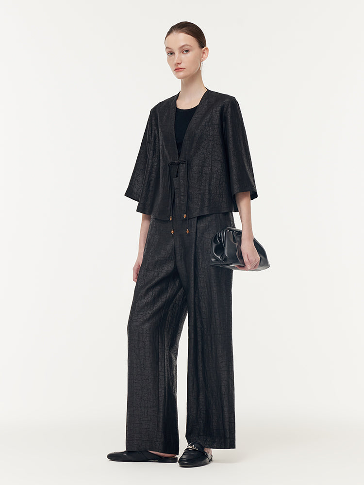 18 Momme Xiang Yun Silk Mandarin Button Women Crop Jacket GOELIA