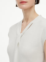 [Preview] Lyocell Wool Blend Tie Front Women Knit Top GOELIA