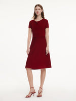 Lyocell Blend Rhinestone Cowl Neck Women Knit Midi Dress With Chain Belt GOELIA