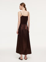 100% Acetate Women Strap Maxi Dress With Floral Choker And Eye Mask GOELIA