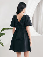 Detachable Bowknot Jacquard Mini Dress GOELIA
