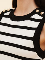 Tencel Blend Stripe Contrast Trim Women Knit Mini Tank Dress GOELIA