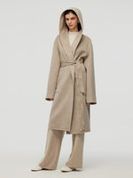100% Wool Reversible Hooded Women Overcoat GOELIA