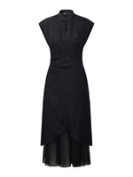 19MM Mulberry Silk Kapok Flower Jacquard Women Maxi Dress GOELIA