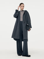 100% Wool Double-Faced Hooded Zip-Up Women Overcoat GOELIA