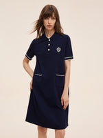 Tencel Blend Women Knit Mini Dress With Detachable Sailor Collar GOELIA