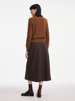 100% Wool Cardigan And Plaid A-Line Skirt Two-Piece Set GOELIA