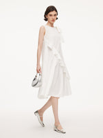 Ruffle Sleeveless Women Midi Dress With Detachable Bowknot GOELIA