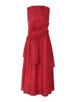 Tencel Blend Ruffle Women Sleeveless Tiered Maxi Dress GOELIA