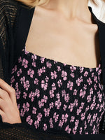 Bowknot Printed Spaghetti Strap Maxi Dress And Knitted Cardigan Two-Piece Set With Scrunchie GOELIA