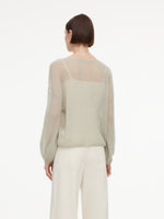 Cashmere Mulberry Silk Blend Boat Neck Women Knit Top GOELIA
