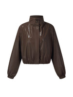 100% Cotton Stand Collar Women Cropped Balloon Jacket GOELIA