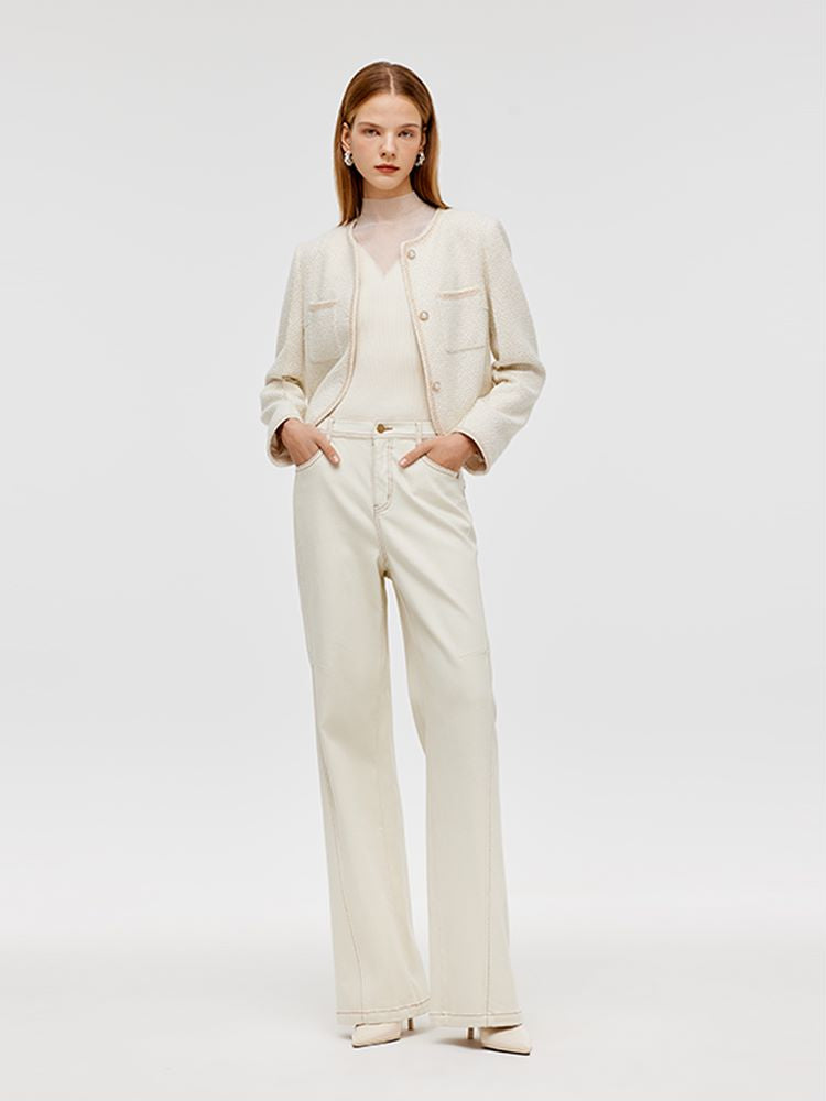Tweed Boxy Women Crop Jacket – GOELIA
