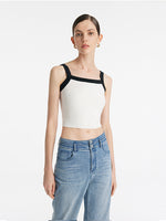 Contrast Trim Knitted Cardigan And Camisole Two-Piece Set GOELIA