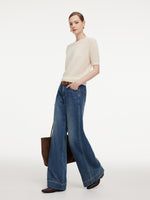 100% Cashmere Sequins Women Knit Top GOELIA