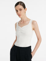 Acetate Knitted Ruched Women Vest GOELIA