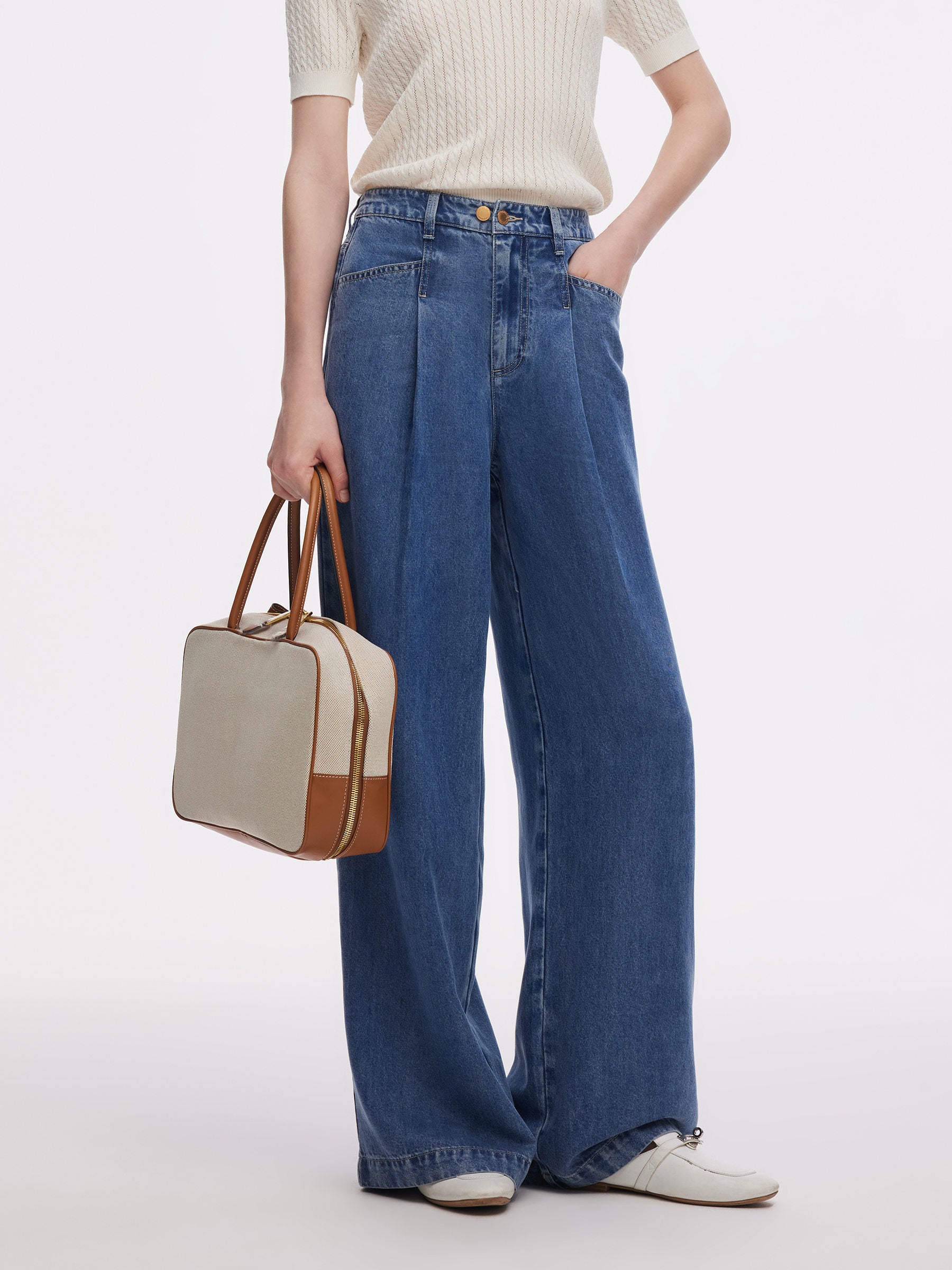 100% Tencel Denim Women Adjustable Waist Jeans GOELIA