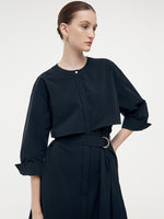 Round Neck Women Trench Maxi Dress With Belt GOELIA