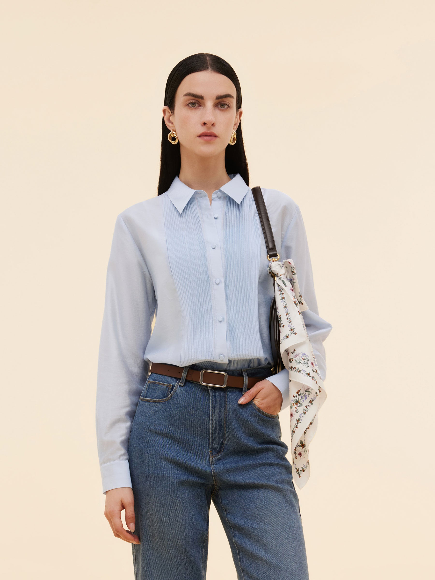 100% Mulberry Silk Floral Print Women Scarf GOELIA