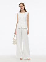100% Linen Vest And Pants Two-Piece Set GOELIA