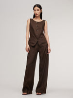 100% Linen Vest And Pants Two-Piece Set GOELIA
