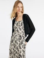 Camellia Printed Spaghetti Strap Dress And Knitted Cardigan Two-Piece Set GOELIA