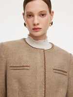 100% Washable Wool Jacket And Skirt Two-Piece Set With Belt GOELIA