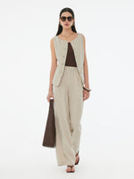 100% Linen Vest And Pants Two-Piece Set GOELIA