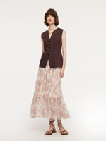 Linen Blend X-Line V-Neck Women Vest GOELIA