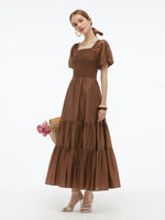 Tencel Blend Women Smocked Maxi Dress GOELIA