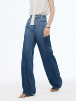 100% Tencel Denim Gradient Women Adjustable Waist Jeans GOELIA