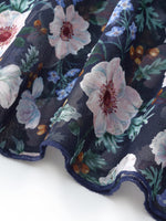 10MM Mulberry Silk Floral Print Women V-Neck Maxi Dress GOELIA
