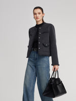 100% Wool Frayed Edge Women Jacket GOELIA